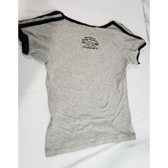 Harley Davidson Women's Size L Basic  Gray Cotton V-Neck HD Biker Shirt - Picture 7 of 8